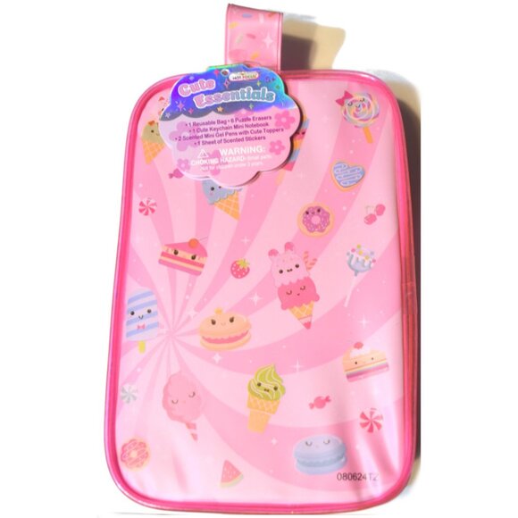 Kids Cute Essentials Stationery Set in Case - Erasers Notebook & More NWT - Picture 5 of 6